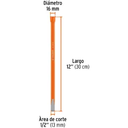 Cincel Plano 12" Cuña 1/2", Acero al cromo Vanadio, Cabeza grande, C-1/2X12 12124 Truper Truper-Cincel Plano 12" Cuña 1/2", Acer