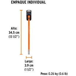 Cincel Plano 12" Cuña 1/2", Acero al cromo Vanadio, Cabeza grande, C-1/2X12 12124 Truper Truper-Cincel Plano 12" Cuña 1/2", Acer