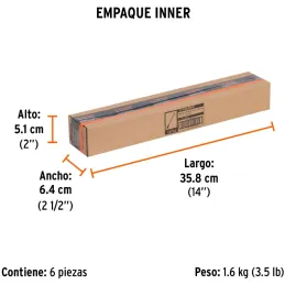 Cincel Plano 12" Cuña 1/2", Acero al cromo Vanadio, Cabeza grande, C-1/2X12 12124 Truper Truper-Cincel Plano 12" Cuña 1/2", Acer