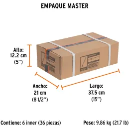 Cincel Plano 12" Cuña 1/2", Acero al cromo Vanadio, Cabeza grande, C-1/2X12 12124 Truper Truper-Cincel Plano 12" Cuña 1/2", Acer