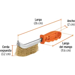 Cepillo de Acero en alambre Latonado, Calibre 0.26mm, L 23.5cm A 1.7cm, CEA-10 11540 Truper Truper-Cepillo de Acero en alambre L