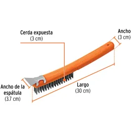 Cepillo con Cerdas de Acero al Carbono 51 Pinceles, Calibre 0.35mm Con Espatula, L 29.5cm A 2.7cm, CEA-18E 11539 Truper Truper-C