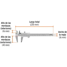 Calibrador Analogico Pulgadas y Milimetros 6 o 150mm", en acero inoxidable, CAL-6MP 14394 Truper Truper-Calibrador Analogico Pul