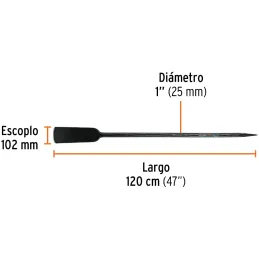 Barretas Agricola 1" 120cm 5kg E102mm Truper 19985 Truper-Barretas Agricola 1" 120cm 5kg E102mm Truper 19985 Fabricada en acero 