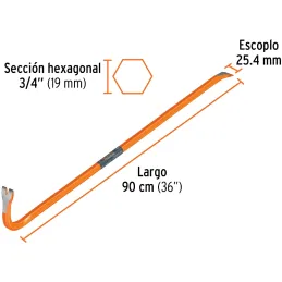 Pata de Cabra 3/4" x90cm 2.4kg Hexagonal Truper 10862 Truper-Pata de Cabra 3/4" x90cm 2.4kg Hexagonal Truper 10862 Fabricada en 