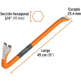 Pata de Cabra 3/4" x45cm 1.4kg Hexagonal Truper 10853 Truper-Pata de Cabra 3/4" x45cm 1.4kg Hexagonal Truper 10853 Fabricada en 