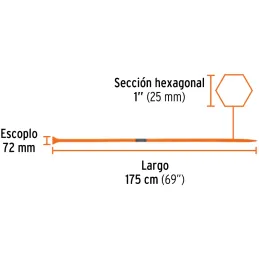 Barretas de Punta 1" x175cm 7kg E72mm Hexagonal Truper 10762 Truper-Barretas de Punta 1" x175cm 7kg E72mm Hexagonal Truper 10762