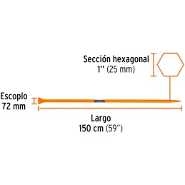 Barretas de Punta 1" x150cm 6kg E72mm Hexagonal Truper 10756 Truper-Barretas de Punta 1" x150cm 6kg E72mm Hexagonal Truper 10756