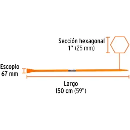 Barretas de Punta 1" x150cm 6kg E67mm Hexagonal Truper 10759 Truper-Barretas de Punta 1" x150cm 6kg E67mm Hexagonal Truper 10759