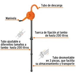 Bombas Extractora de acidos y solventes con Manivela, Tubo 1 1/4" Longitud 102 cm, BOMEX-28 16856 Truper Truper-Bombas Extractor