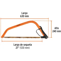 Arco de Sierra Montaraz 21", con dientes en Acero SK5, Especial para Cortes y Podas de Arboles, AJT-21 10254 Truper Truper-Arco 