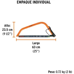 Arco de Sierra Montaraz 21", con dientes en Acero SK5, Especial para Cortes y Podas de Arboles, AJT-21 10254 Truper Truper-Arco 