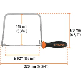Arco de Sierra Arco Calador 6", Incluye 5 sierras, Varios Usos, ACA-6X 10221 Truper Truper-Arco de Sierra Arco Calador 6", Inclu