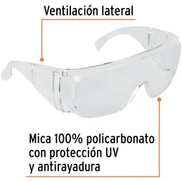 Lentes de Seguridad Tradicional Transparente, 100% Policarbonato con UV Antirayadura, LEN-ST 14252 Truper Truper-Lentes de Segur