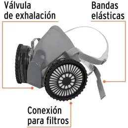 Respirador Profesional con Cartuchos Pintura y Pestecidas Media Cara, Banda Elastica, KIT-REP-PP 13731 Truper Truper-Respirador 