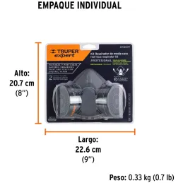 Respirador Profesional con Cartuchos Pintura y Pestecidas Media Cara, Banda Elastica, KIT-REP-PP 13731 Truper Truper-Respirador 