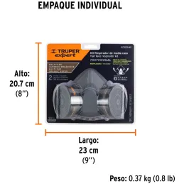 Respirador Profesional con Cartuchos Incluido Multi-Gas Media Cara, Banda Elastica, KIT-RES-MU 13730 Truper Truper-Respirador Pr