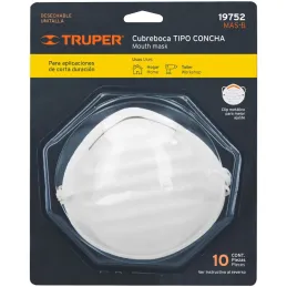 Mascarilla para Polvo, para aplicaciones de corta duracion, 10 piezas, Clip Metalico, MAS-B 19752 Truper Truper-Mascarilla para 