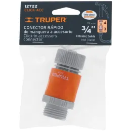 Conector Sistema Click de Conexion Rapida RHembra 3/4" Automatica Truper 12722 Truper-Conector Sistema Click de Conexion Rapida 