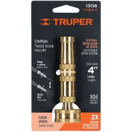 Pitones Chiflon para Manguera Conexión Roscada Hembra 3/4 Largo 4" Regulador de chorro de laton, CHMA-4 13136 Truper Truper-Pito