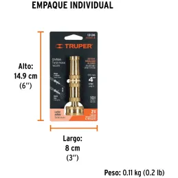 Pitones Chiflon para Manguera Conexión Roscada Hembra 3/4 Largo 4" Regulador de chorro de laton, CHMA-4 13136 Truper Truper-Pito