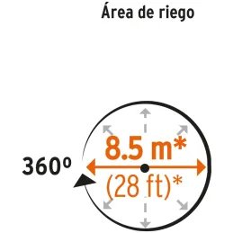 Aspersor base de Acero con Aspas Giratorias 3/4", Alcance 4.25m, conexion en serie, Area 360, 50 PSI, ASP-50 10329 Truper Truper