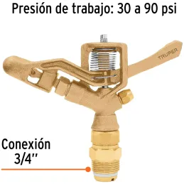 Aspersor Agricola 3/4", Alcance 15m, Area 360, 90 PSI, ASP-3/4BR 10316 Truper Truper-Aspersor Agricola 3/4", Alcance 15m, Area 3