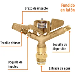 Aspersor Agricola 1", Alcance 15m, Area 360, 90 PSI, ASP-1BR 10317 Truper Truper-Aspersor Agricola 1", Alcance 15m, Area 360, 90