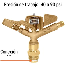 Aspersor Agricola 1", Alcance 15m, Area 360, 90 PSI, ASP-1BR 10317 Truper Truper-Aspersor Agricola 1", Alcance 15m, Area 360, 90