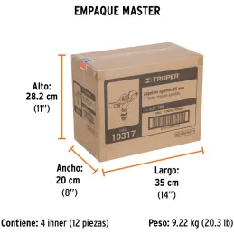 Aspersor Agricola 1", Alcance 15m, Area 360, 90 PSI, ASP-1BR 10317 Truper Truper-Aspersor Agricola 1", Alcance 15m, Area 360, 90