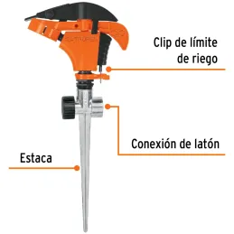Aspersor Plastico 2 via 3/4", Estaca 21cm, Alcance 8.5m, Area 360, 50 PSI, Para conexion en Serie, ASP-P11X 10339 Truper Truper-