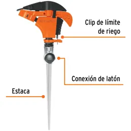 Aspersor Plastico 1 via 3/4", Estaca 21cm, Alcance 8.5m, Area 360, 50 PSI, ASP-P11 10336 Truper Truper-Aspersor Plastico 1 via 3