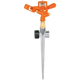 Aspersor Metalico 2 Vias 3/4", Estaca 21cm, Alcance 10.4m, Area 360, 50 PSI, Para conexion en serie, DOS-11X 10330 Truper Truper