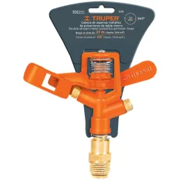 Aspersor Metalico Solo Cabeza Altura Ajustable Entrada 1/2", Alcance 10.4m, Area 360, 50 PSI, DOS 10324 Truper Truper-Aspersor M