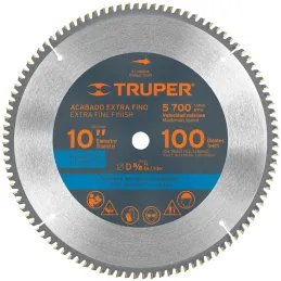 Discos Sierra para Aluminio 10" Centro 5/8", 100 Dientes de carburo de tungsteno, ST-10100A 18313 Truper Truper-Discos Sierra pa