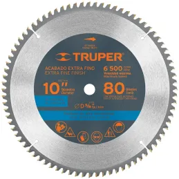 Discos Sierra para Aluminio 10" Centro 5/8", 80 Dientes de carburo de tungsteno, ST-1080A 18310 Truper Truper-Discos Sierra para