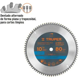 Discos Sierra para Aluminio 10" Centro 5/8", 80 Dientes de carburo de tungsteno, ST-1080A 18310 Truper Truper-Discos Sierra para