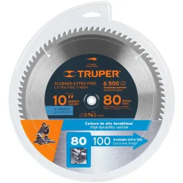 Discos Sierra para Aluminio 10" Centro 5/8", 80 Dientes de carburo de tungsteno, ST-1080A 18310 Truper Truper-Discos Sierra para