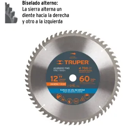 Discos Sierra para Madera 12" Centro 1", 60 Dientes de carburo de tungsteno, ST-1260E 18312 Truper Truper-Discos Sierra para Mad