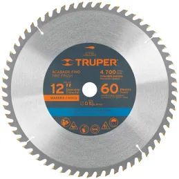 Discos Sierra para Madera 12" Centro 1", 60 Dientes de carburo de tungsteno, ST-1260E 18312 Truper Truper-Discos Sierra para Mad
