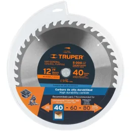 Discos Sierra para Madera 12" Centro 1", 40 Dientes de carburo de tungsteno, ST-1240E 18311 Truper Truper-Discos Sierra para Mad