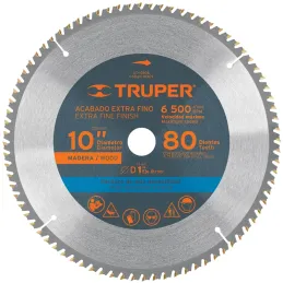 Discos Sierra para Madera 10" Centro 1", 80 Dientes de carburo de tungsteno, ST-1080E 18309 Truper Truper-Discos Sierra para Mad