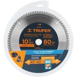 Discos Sierra para Madera 10" Centro 1", 80 Dientes de carburo de tungsteno, ST-1080E 18309 Truper Truper-Discos Sierra para Mad