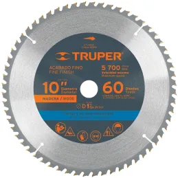 Discos Sierra para Madera 10" Centro 1", 60 Dientes de carburo de tungsteno, ST-1060E 18308 Truper Truper-Discos Sierra para Mad