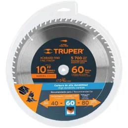 Discos Sierra para Madera 10" Centro 1", 60 Dientes de carburo de tungsteno, ST-1060E 18308 Truper Truper-Discos Sierra para Mad