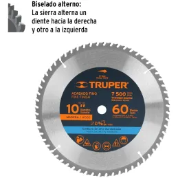 Discos Sierra para Madera 10" Centro 5/8", 60 Dientes de carburo de tungsteno, ST-1060 18306 Truper Truper-Discos Sierra para Ma