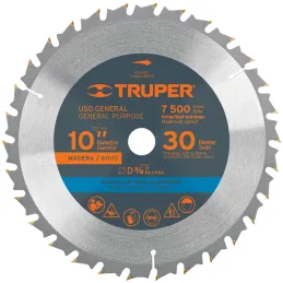 Discos Sierra para Madera 10" Centro 5/8", 30 Dientes de carburo de tungsteno, ST-1030 18304 Truper Truper-Discos Sierra para Ma