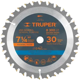 Discos Sierra para Madera 7-1/4" Centro 5/8", 30 Dientes de carburo de tungsteno, ST-730 18318 Truper Truper-Discos Sierra para 
