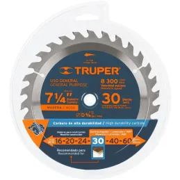 Discos Sierra para Madera 7-1/4" Centro 5/8", 30 Dientes de carburo de tungsteno, ST-730 18318 Truper Truper-Discos Sierra para 