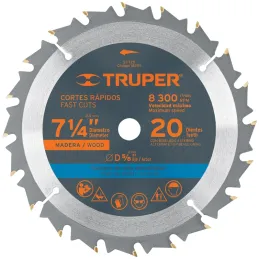 Discos Sierra para Madera 7-1/4" Centro 5/8", 20 Dientes de carburo de tungsteno, ST-720 18299 Truper Truper-Discos Sierra para 